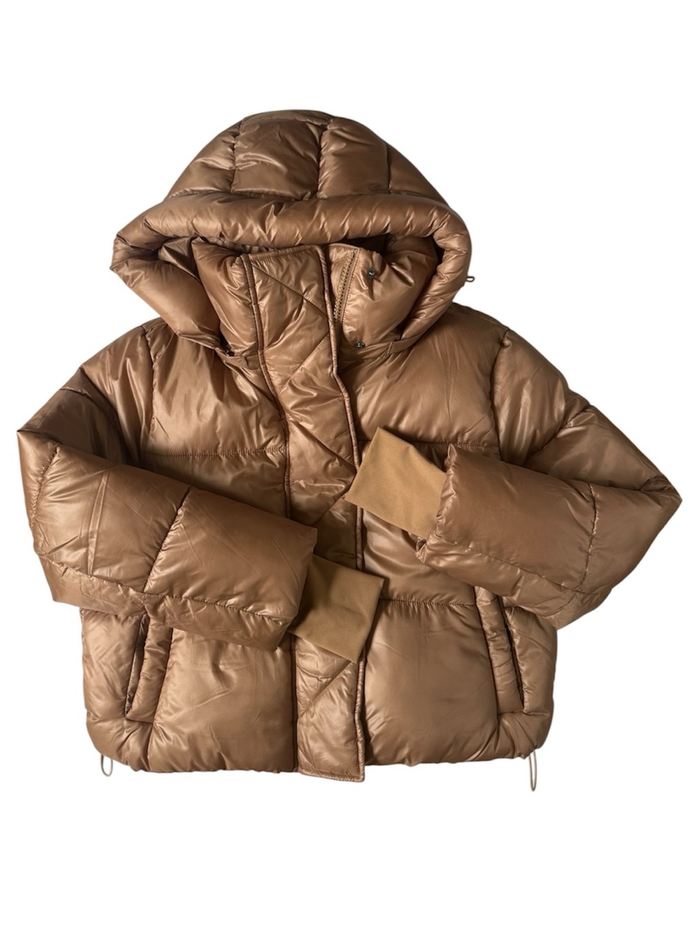 GAP Big Puff Cropped Puffer Jacket Camel Brown MP Petite EUC